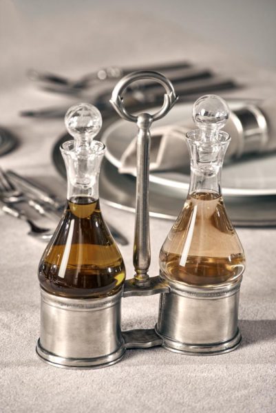 Menage aus Zinn und Glas - Set für Öl und Essig aus Zinn 95% (643)
