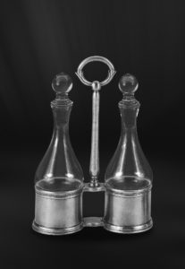 Set für Öl und Essig aus Zinn - Menage aus Zinn und Glas (Art.643)
